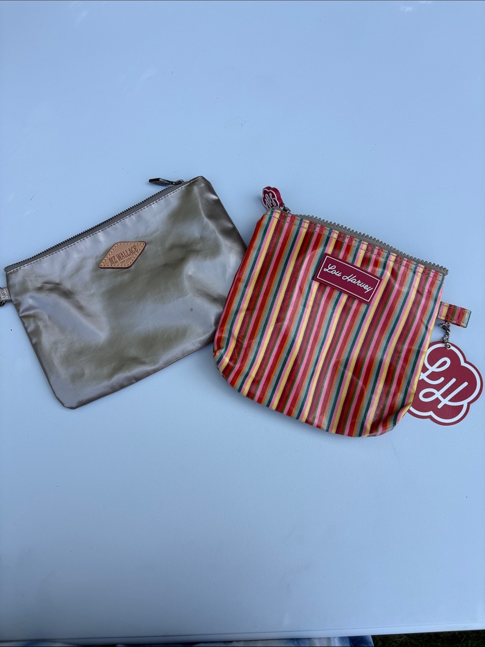Designer Cosmetic Pouch Bundle - MZ Wallace Metallic & Lou Harvey Travel Set